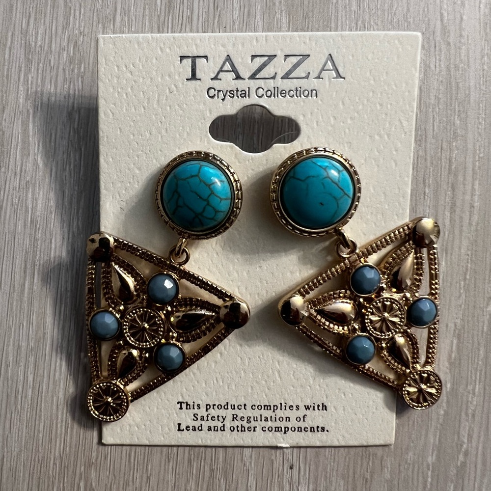 Gold & Turquoise Statement Earrings